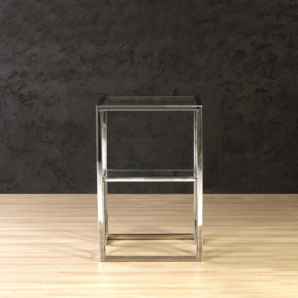 Twilight Glass Side Table In Chrome Finish