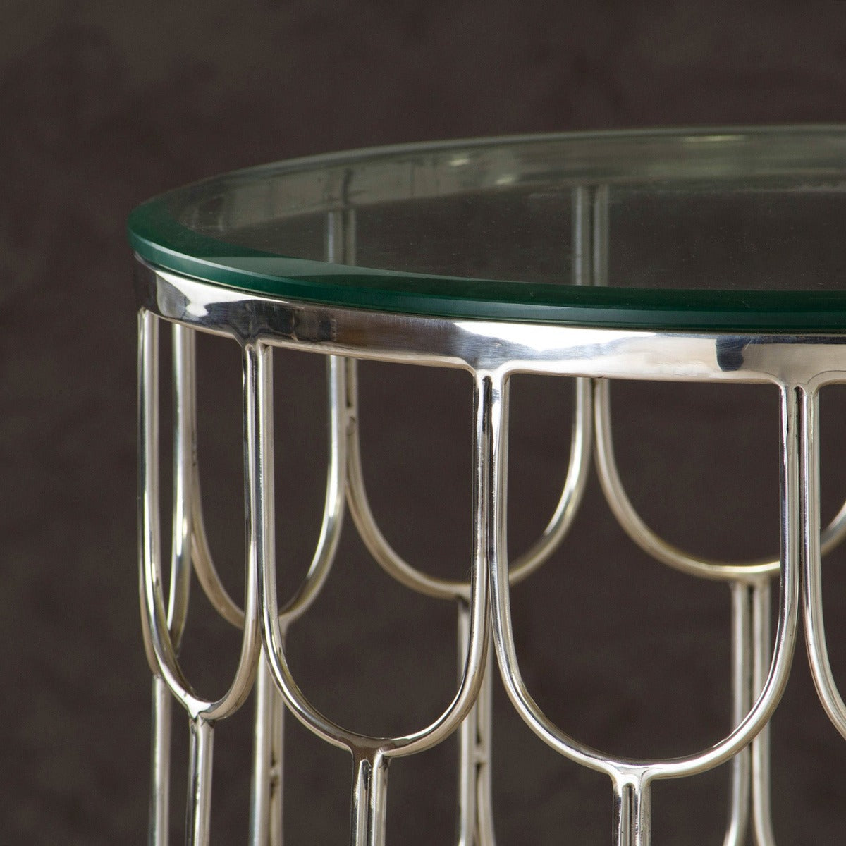 Serenity Round Glass Side Table In Chrome Finish