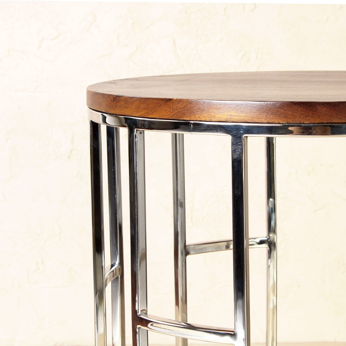 Grace Wooden Side Table In Chrome Finish