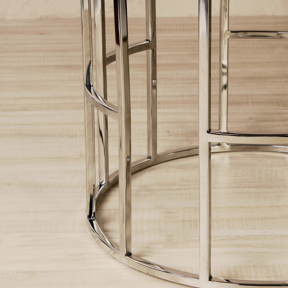 Grace Wooden Side Table In Chrome Finish