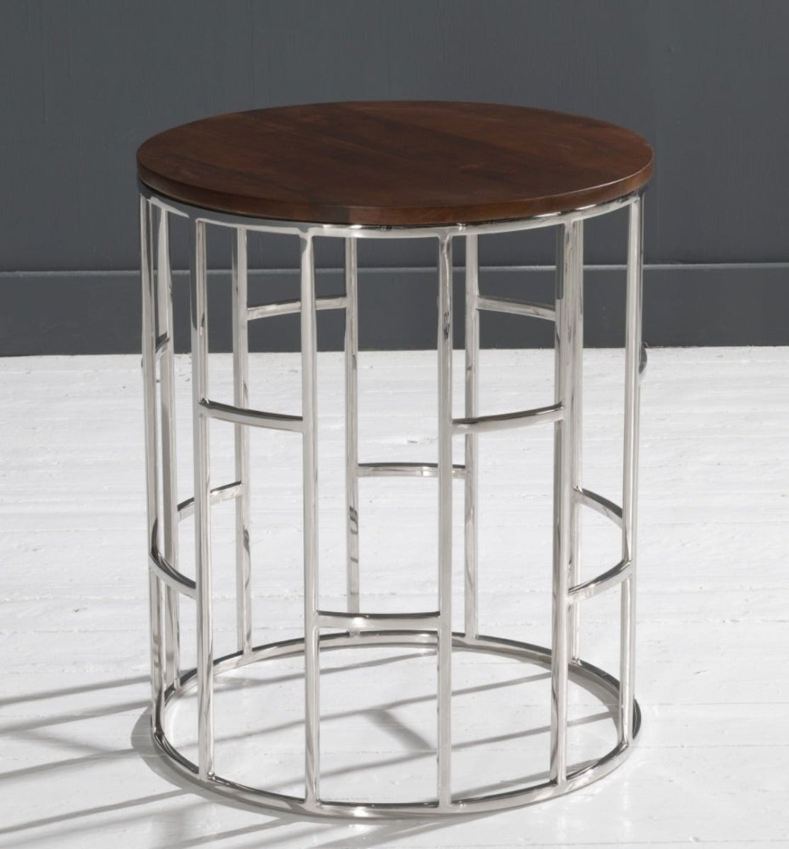 Grace Wooden Side Table In Chrome Finish