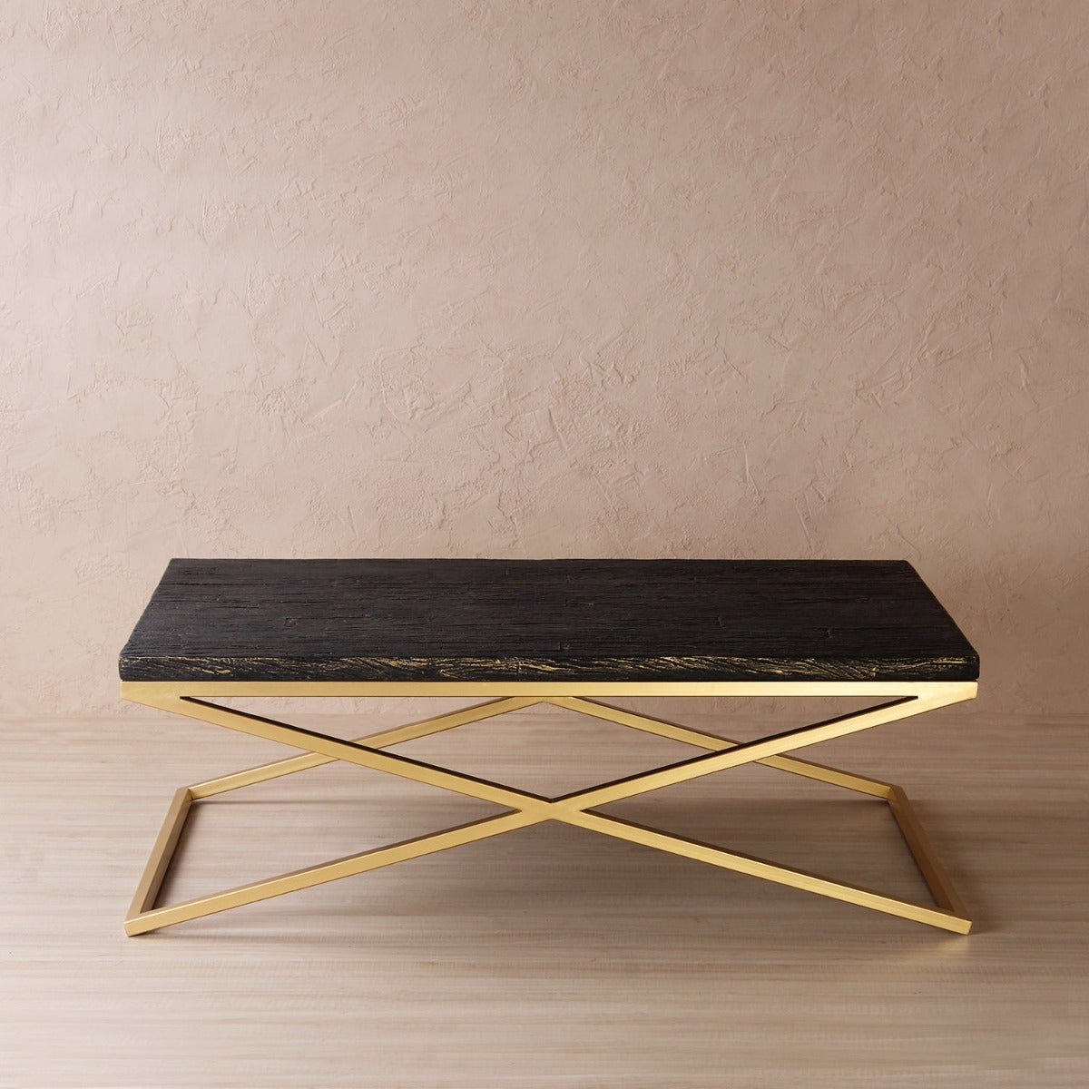 Orla Wooden Coffee Table In Antique Gold Finish