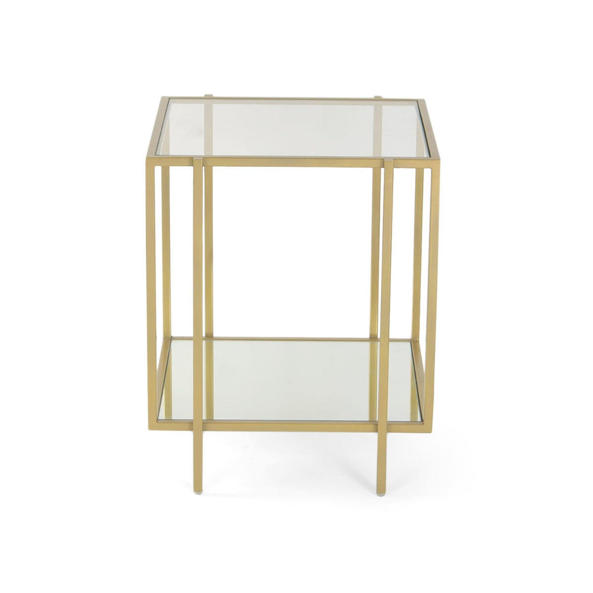 Ivy Glass Side Table In Gold Finish