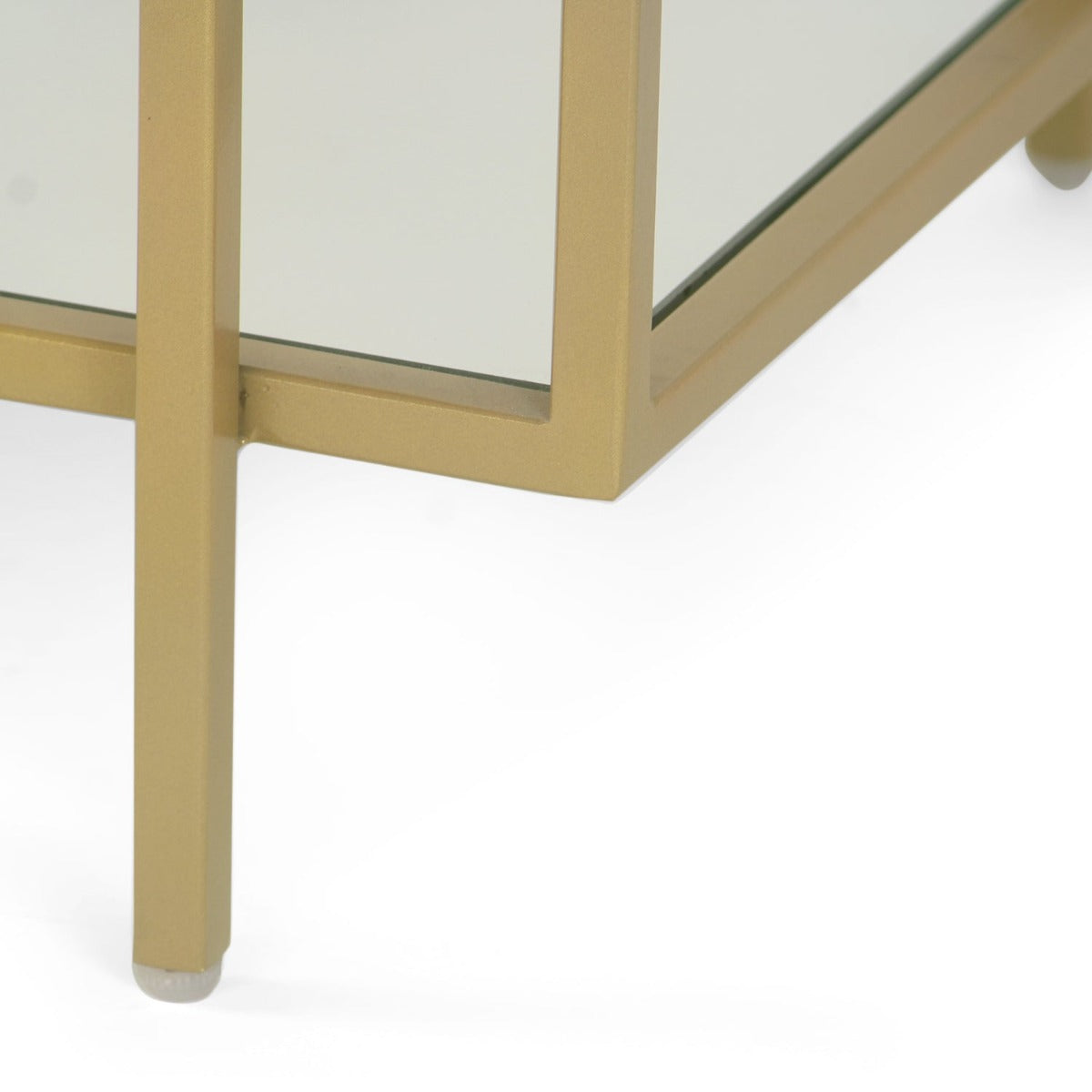 Ivy Glass Side Table In Gold Finish