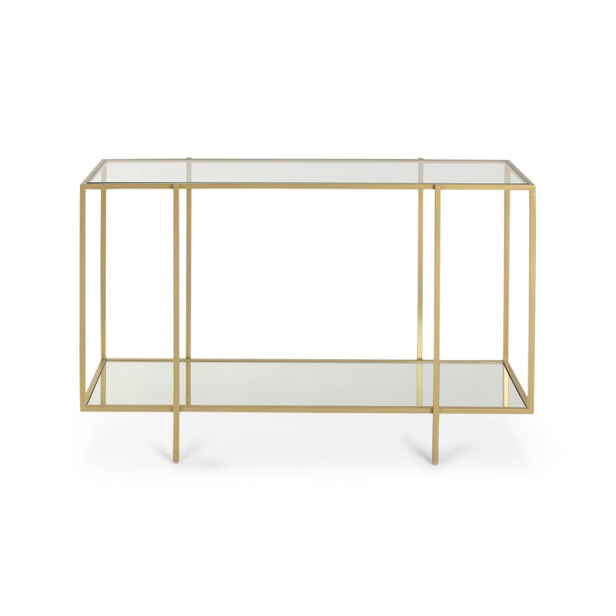 Halo Glass Console Table In Gold Finish