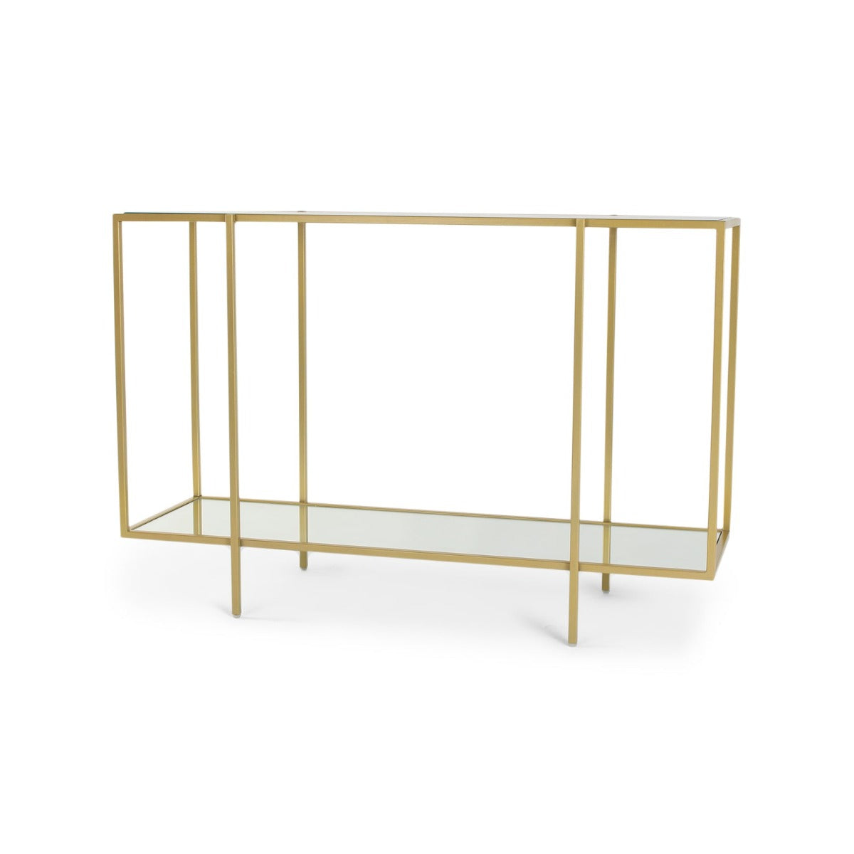 Halo Glass Console Table In Gold Finish