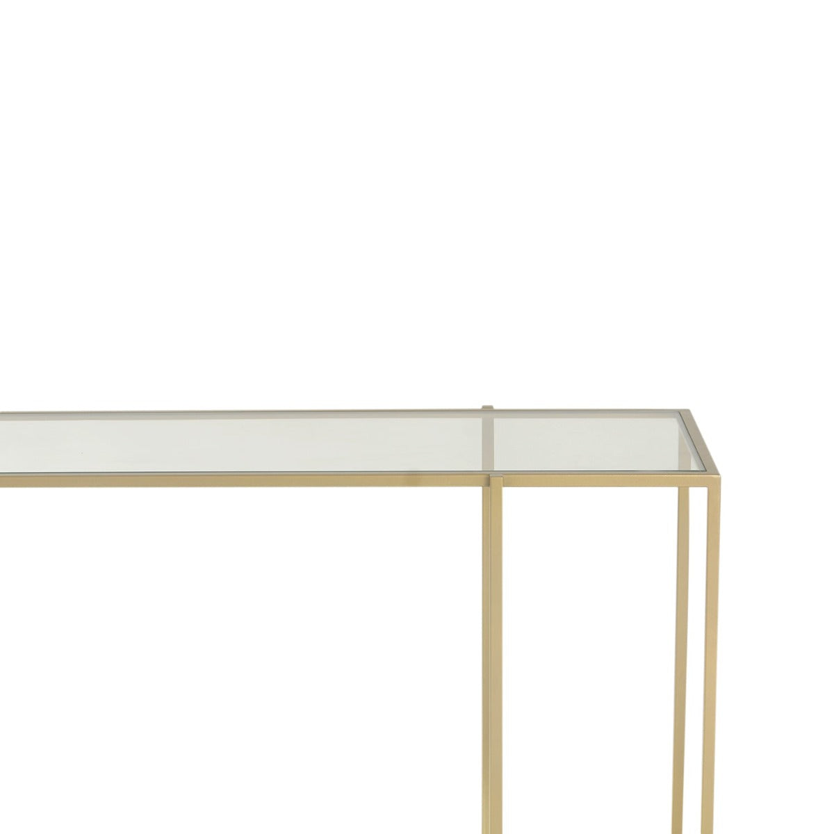 Halo Glass Console Table In Gold Finish