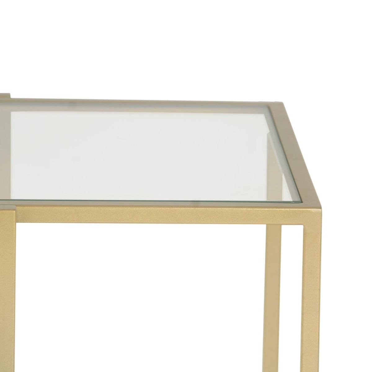 Halo Glass Console Table In Gold Finish