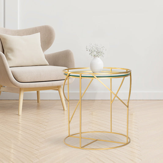 Sapphire Glass Side Table In Gold Finish