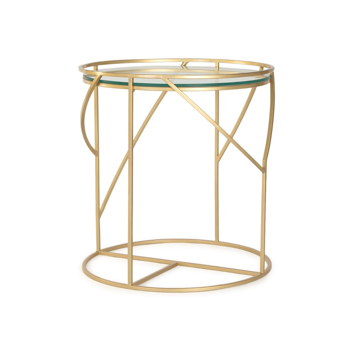 Sapphire Glass Side Table In Gold Finish