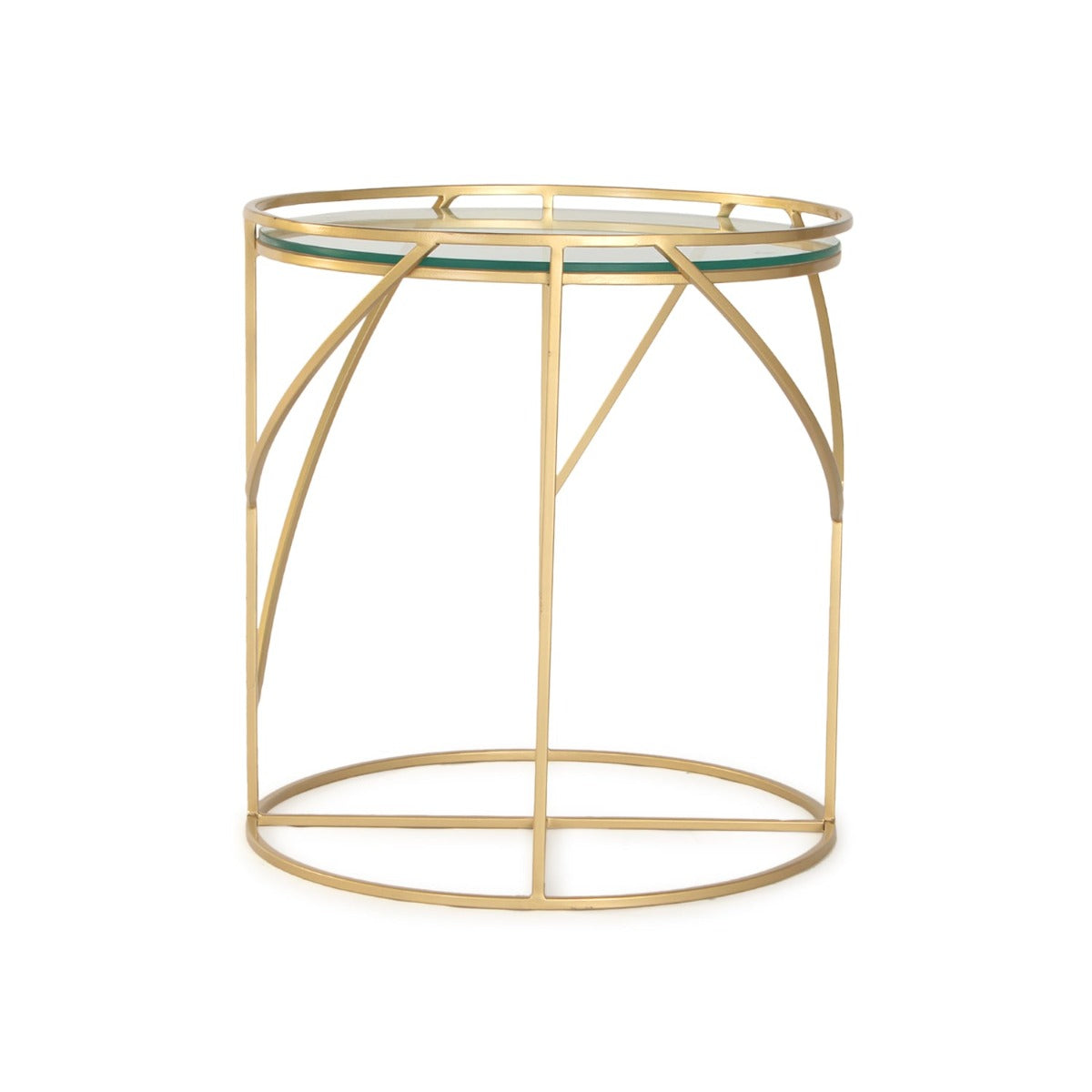 Sapphire Glass Side Table In Gold Finish