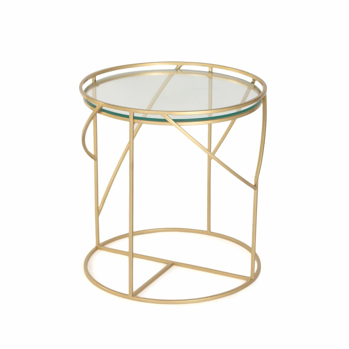 Sapphire Glass Side Table In Gold Finish