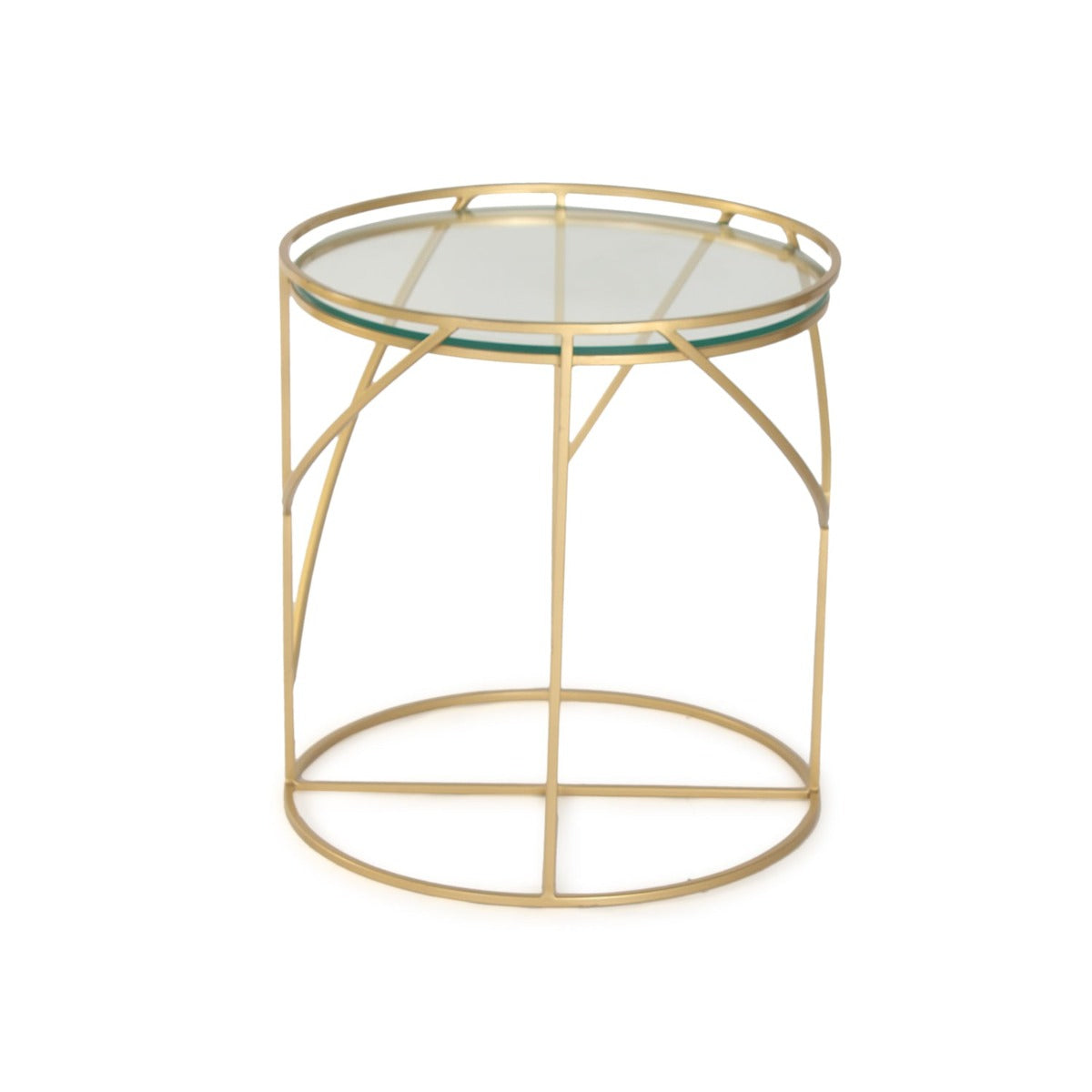 Sapphire Glass Side Table In Gold Finish