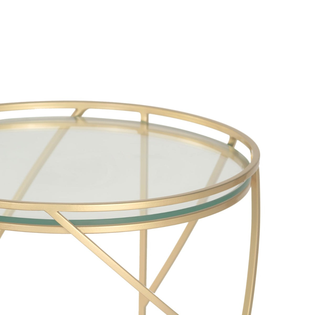 Sapphire Glass Side Table In Gold Finish