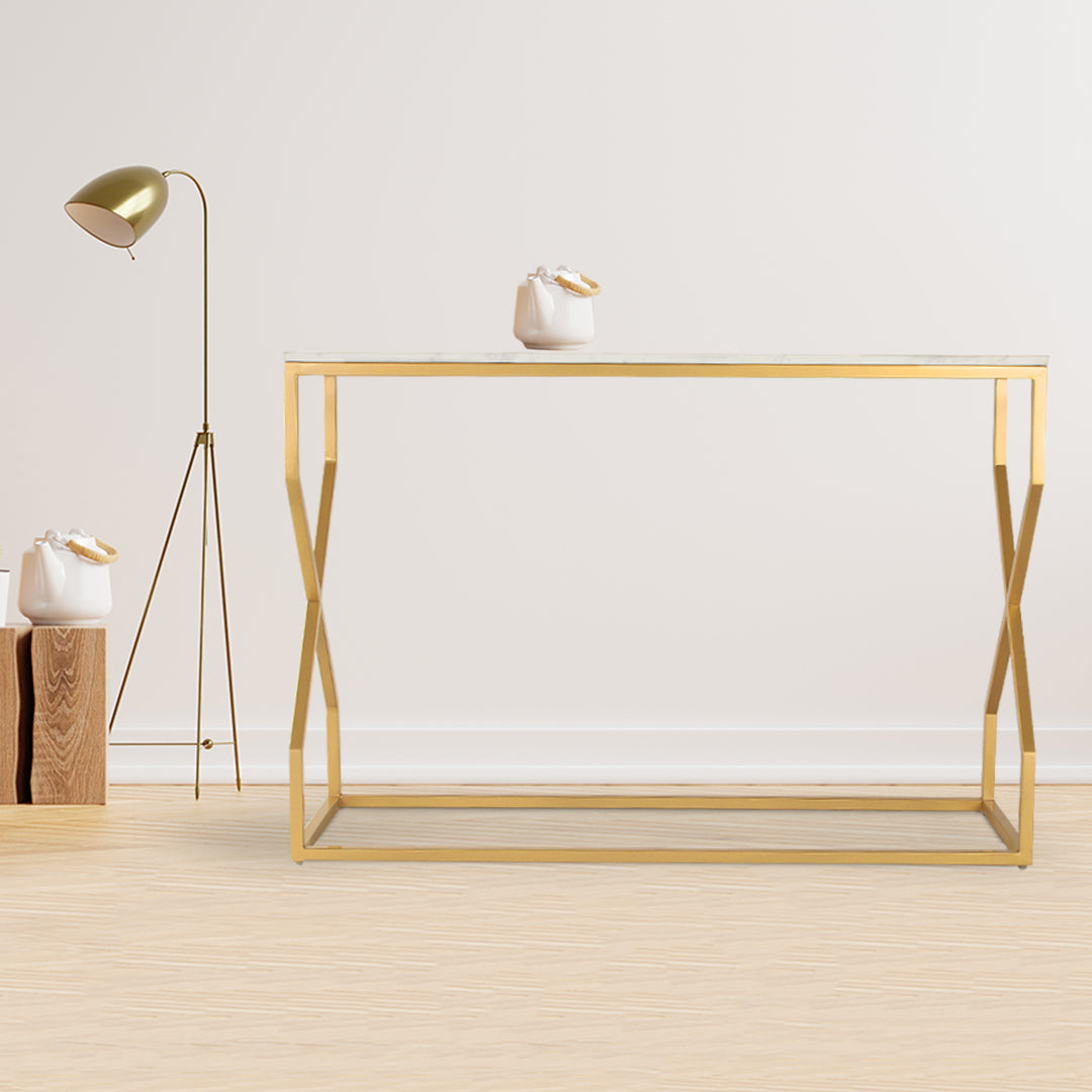 Evolve Marble Console Table In Gold Finish