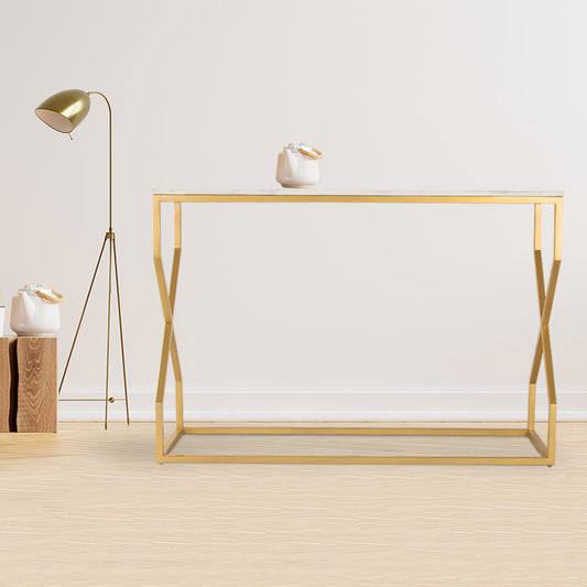 Evolve Marble Console Table In Gold Finish