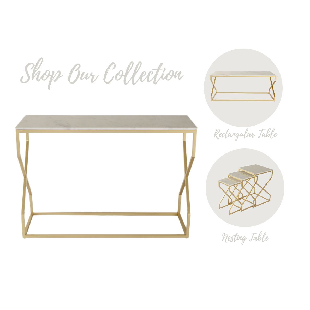 Evolve Marble Console Table In Gold Finish