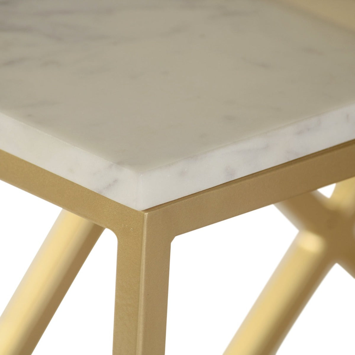 Luxor Marble Nesting Table In Gold Finish (Set Of 3)