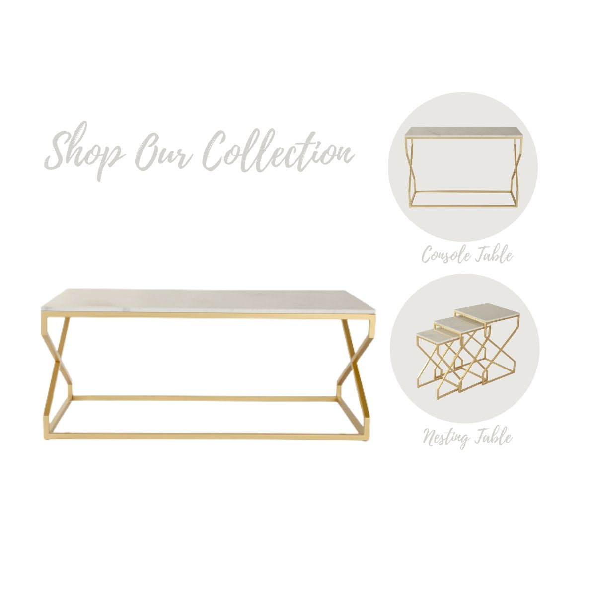 SteamySurface Marble Coffee Table In Gold Finish