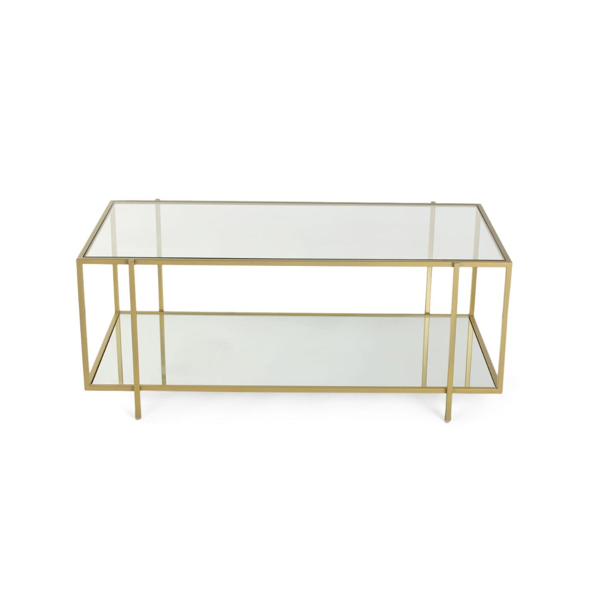 Blend Bench Rectangle Glass Coffee Table In Gold Finish