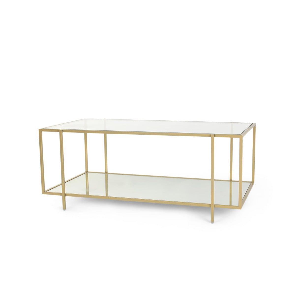 Blend Bench Rectangle Glass Coffee Table In Gold Finish