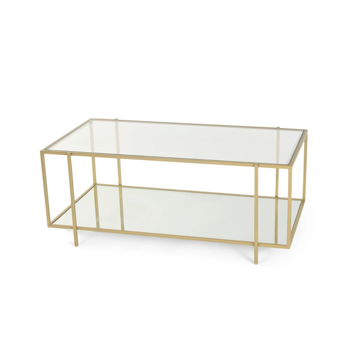 Blend Bench Rectangle Glass Coffee Table In Gold Finish