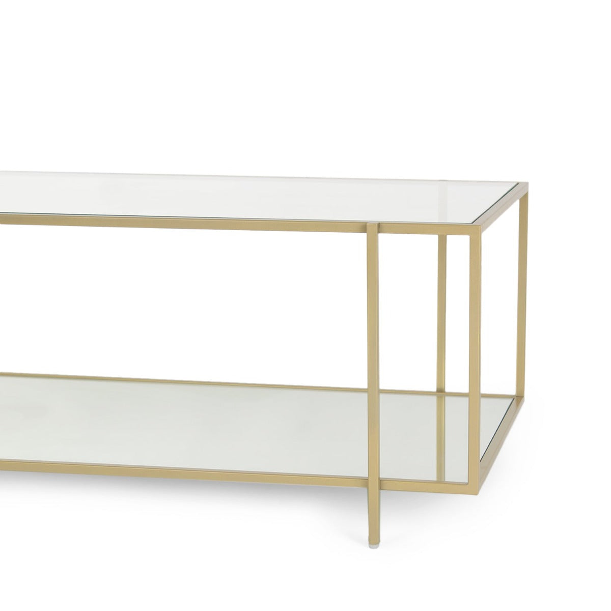 Blend Bench Rectangle Glass Coffee Table In Gold Finish