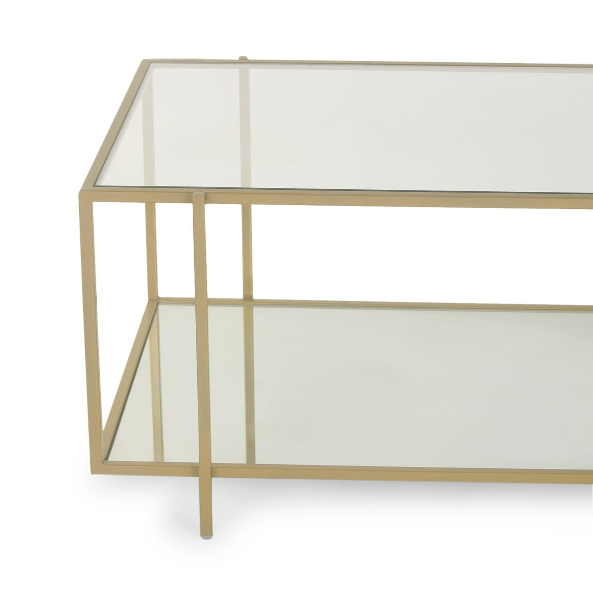 Blend Bench Rectangle Glass Coffee Table In Gold Finish