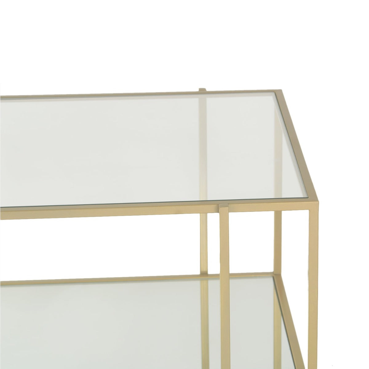 Blend Bench Rectangle Glass Coffee Table In Gold Finish