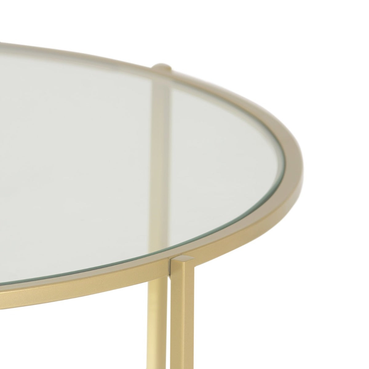 Blend Bench Round Glass Coffee Table In Gold Finish