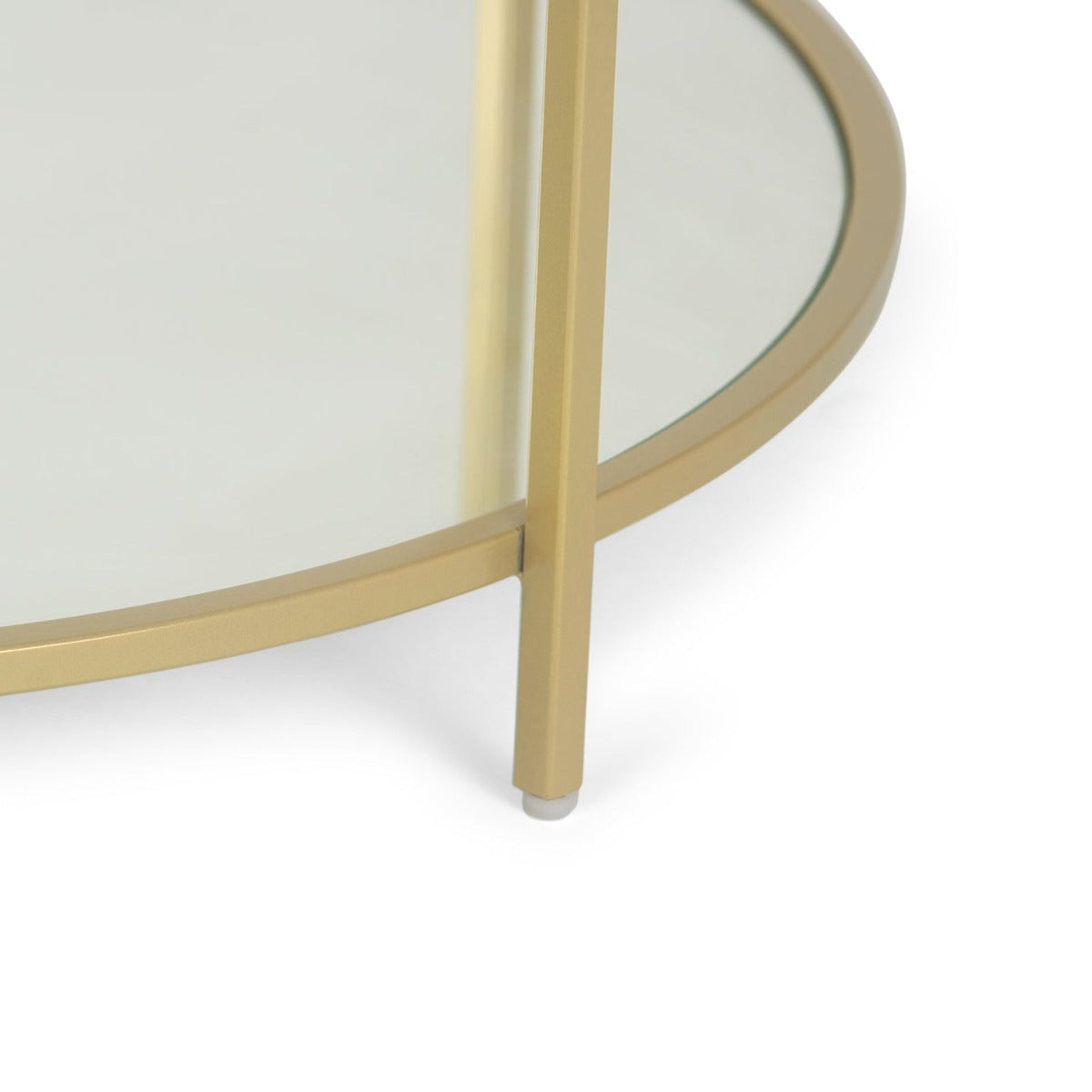 Blend Bench Round Glass Coffee Table In Gold Finish