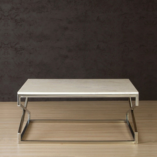 SteamySurface Marble Coffee Table In Chrome Finish