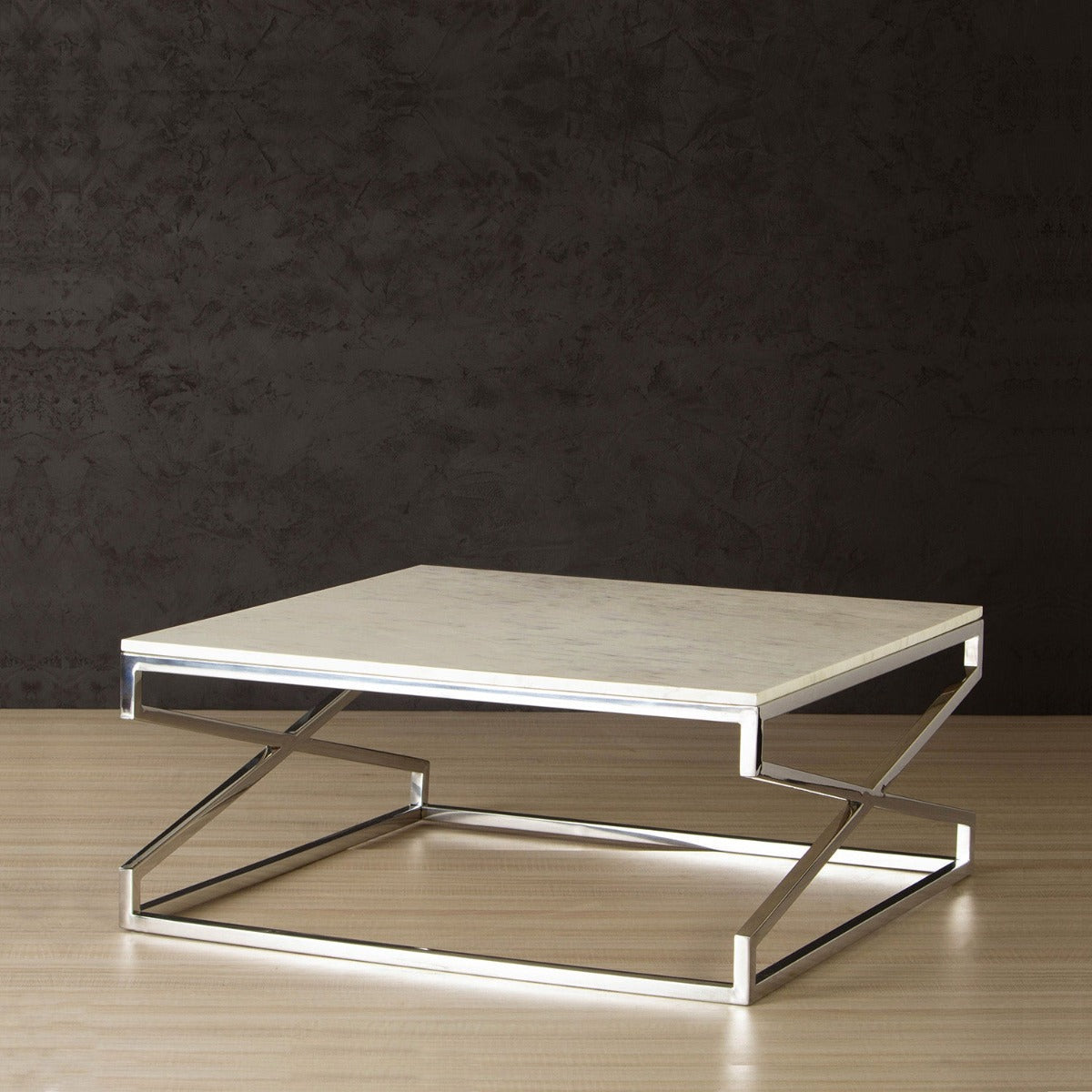 SteamySurface Marble Coffee Table In Chrome Finish