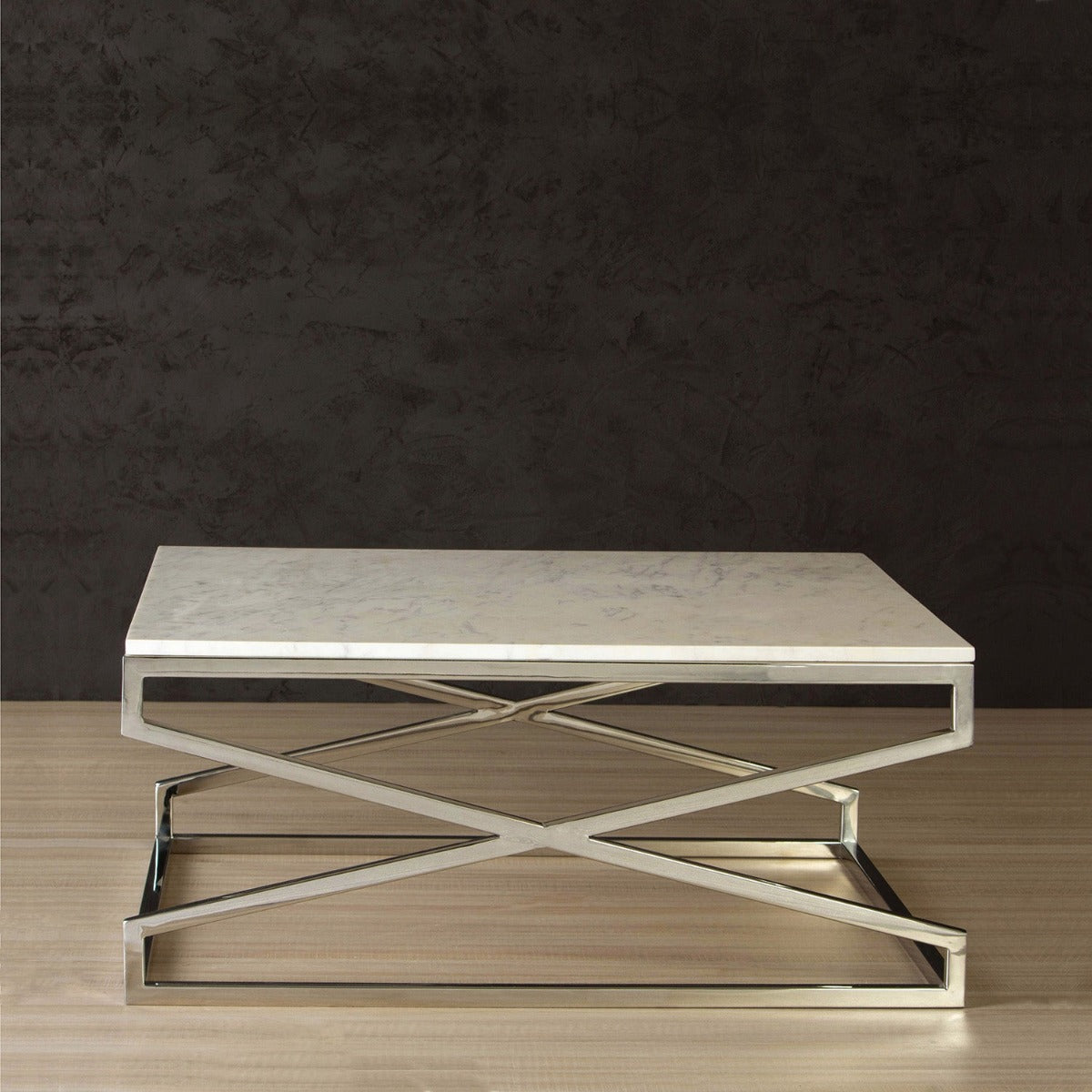 SteamySurface Marble Coffee Table In Chrome Finish