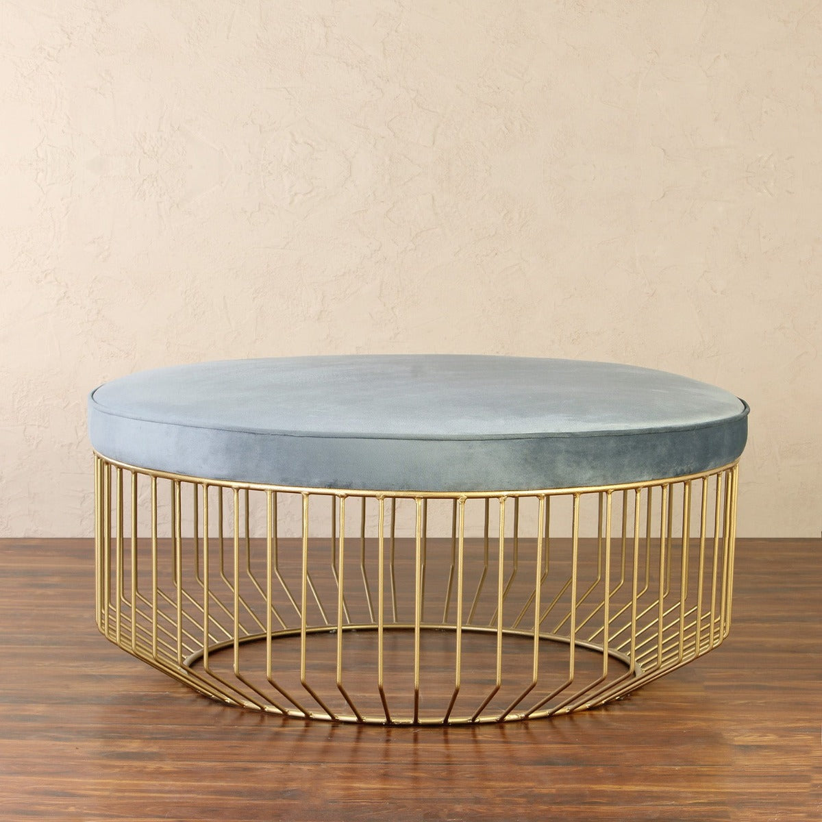 GrindGathering Ottoman Cum Coffee Table In Gold Finish