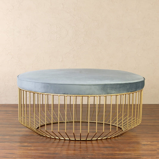 GrindGathering Ottoman Cum Coffee Table In Gold Finish