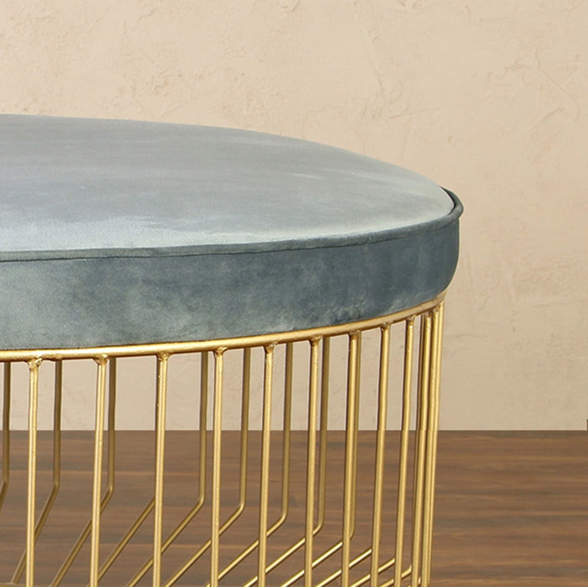 GrindGathering Ottoman Cum Coffee Table In Gold Finish