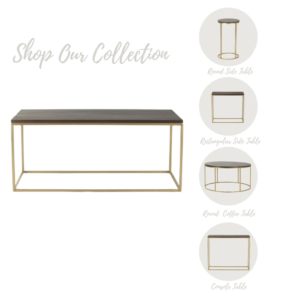 JavaJunction Wooden Coffee Table In Gold Finish