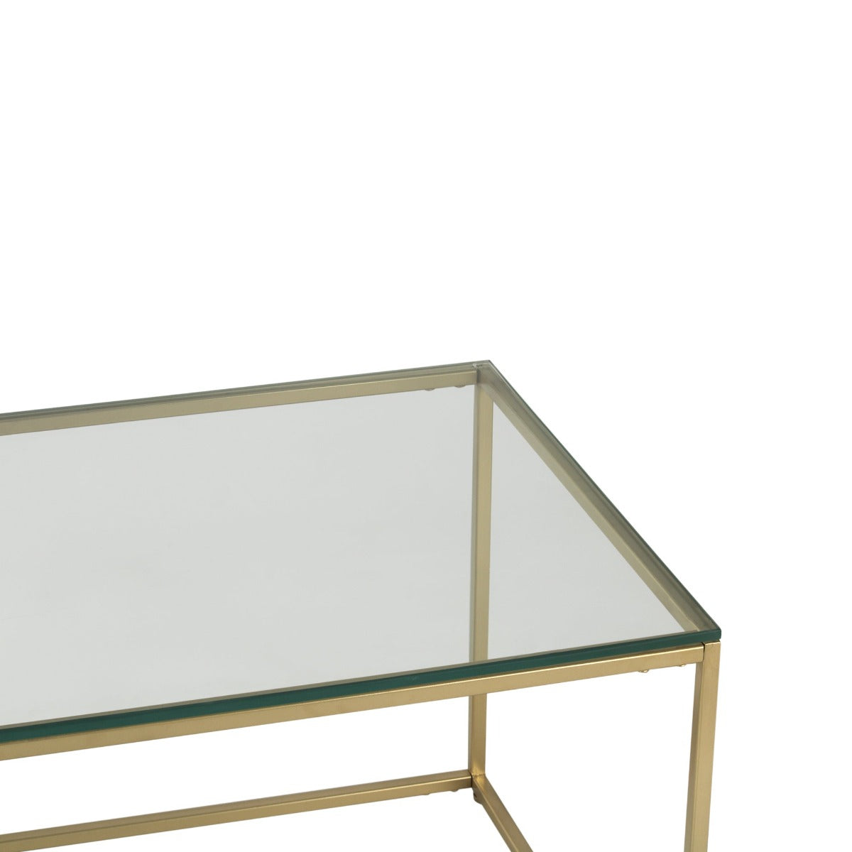 JavaJunction Glass Coffee Table In Gold Finish