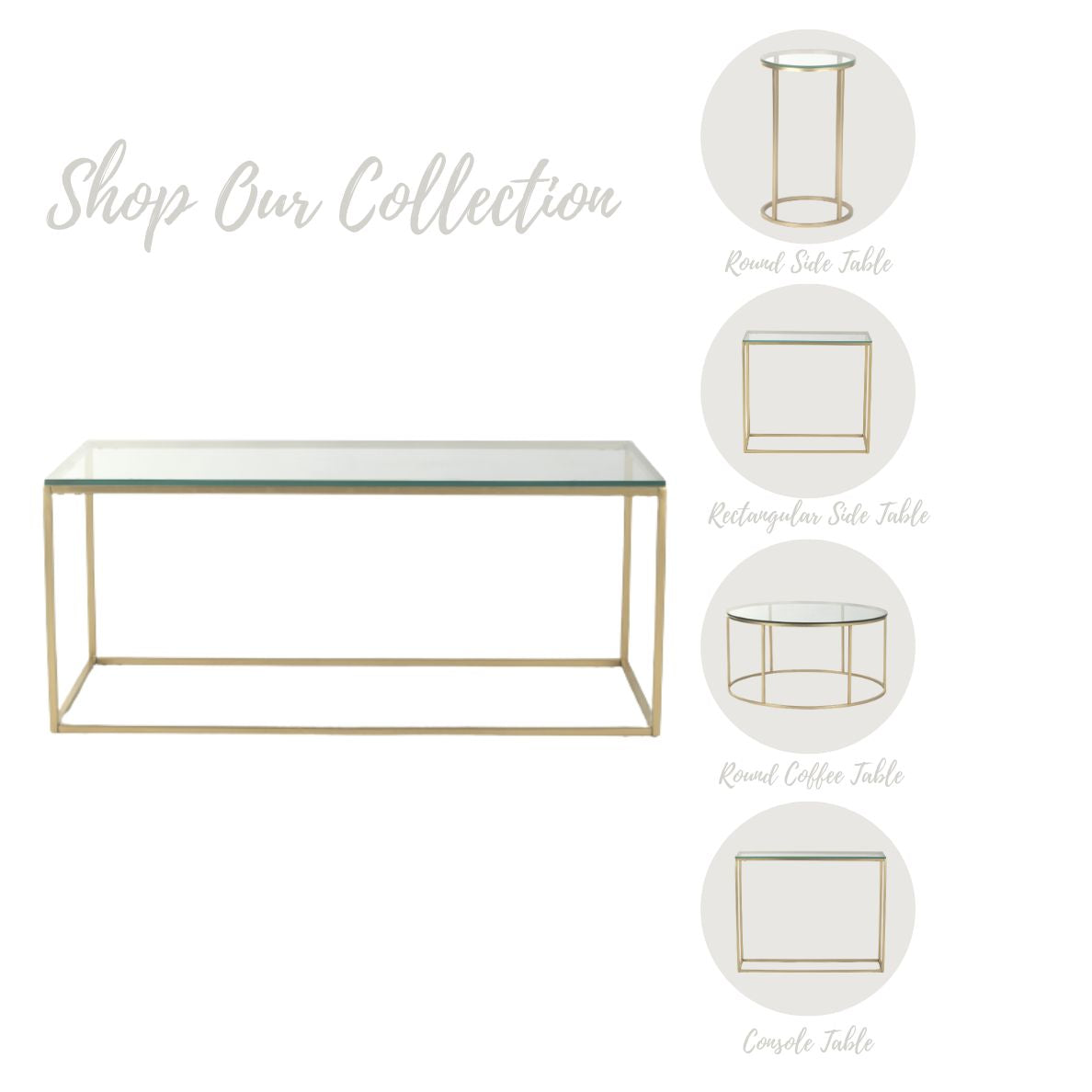 JavaJunction Glass Coffee Table In Gold Finish