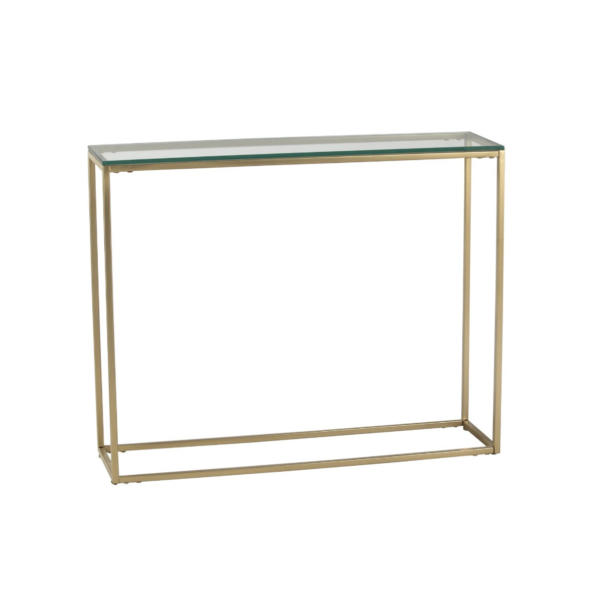 Transept Glass Console Table In Gold Finish