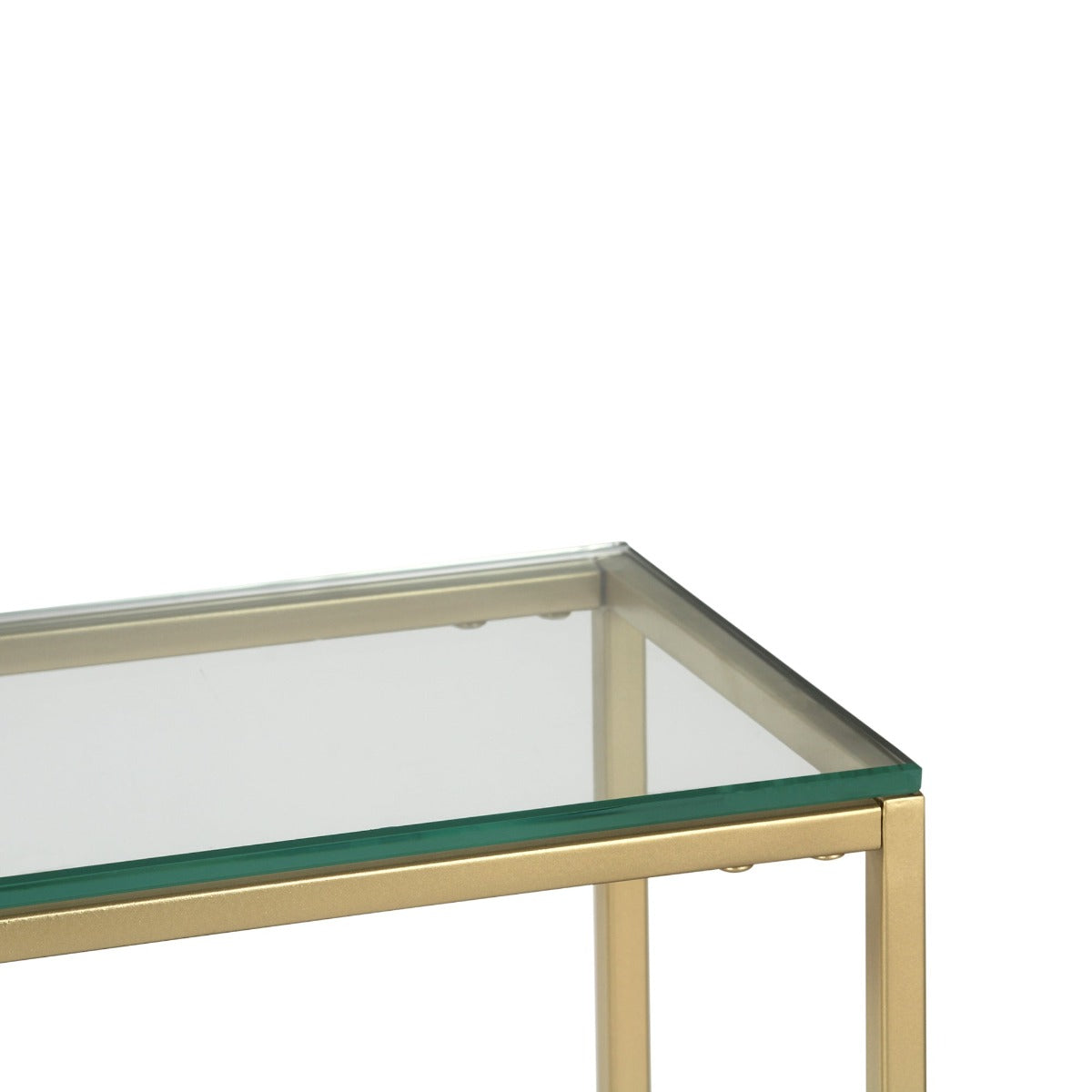 Transept Glass Console Table In Gold Finish