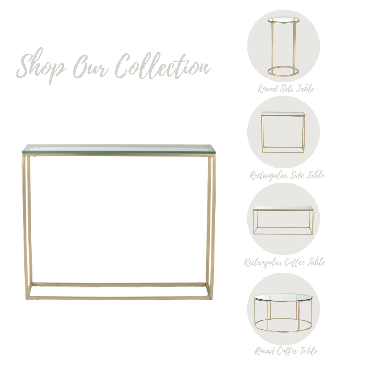 Transept Glass Console Table In Gold Finish