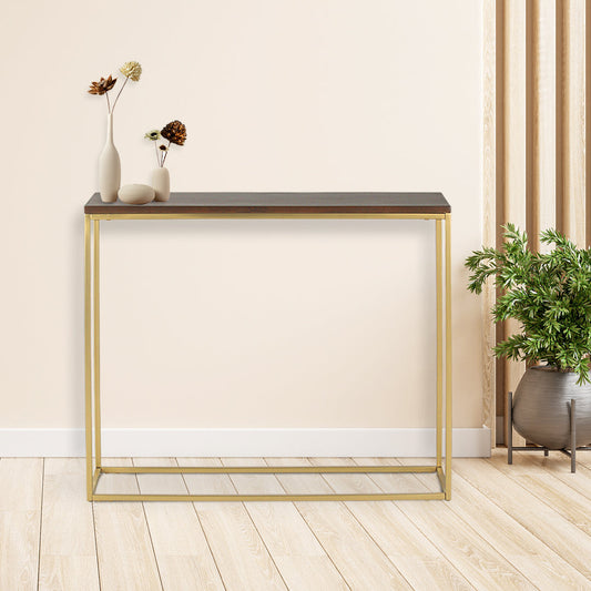 Transept Wooden Console Table In Gold Finish