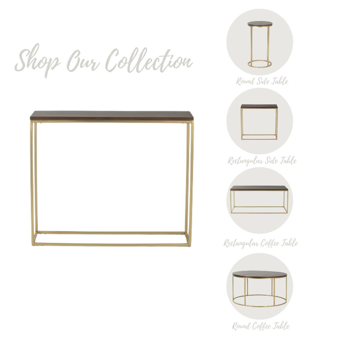 Transept Wooden Console Table In Gold Finish