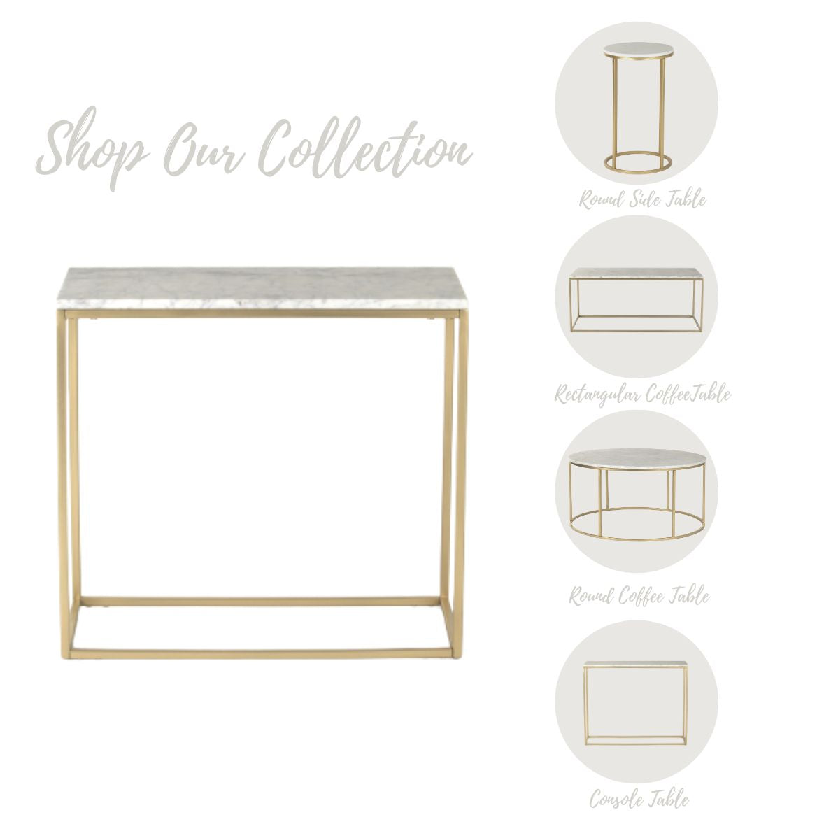 Willow Marble Side Table In Gold Finish