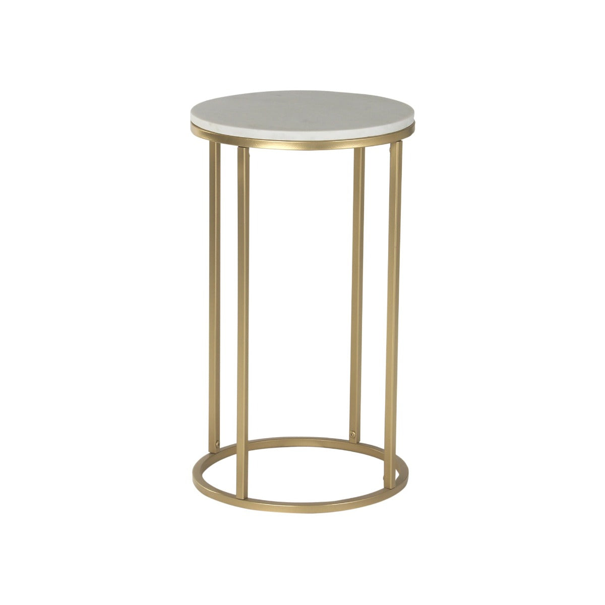 Willow Round Marble Side Table In Gold Finish