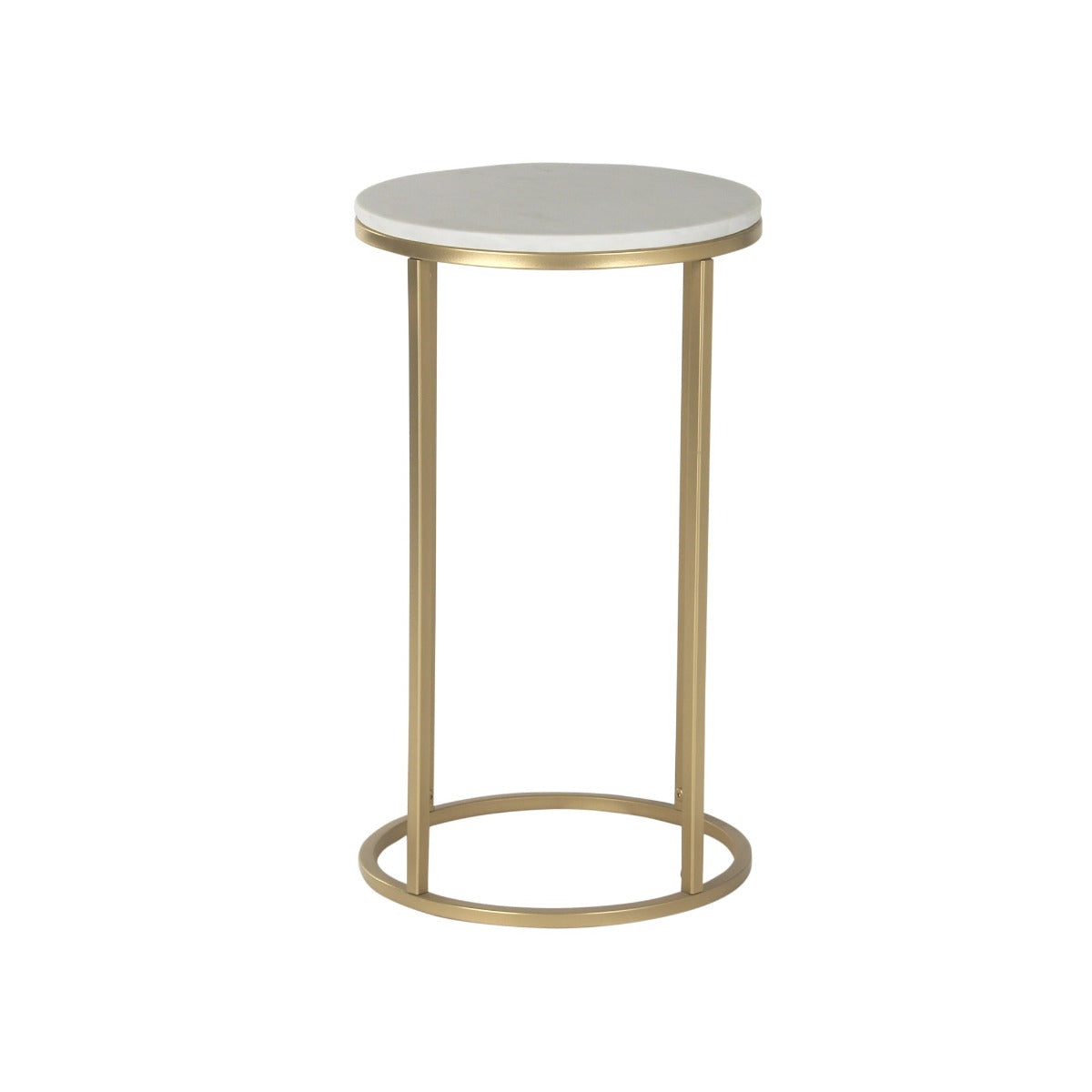 Willow Round Marble Side Table In Gold Finish