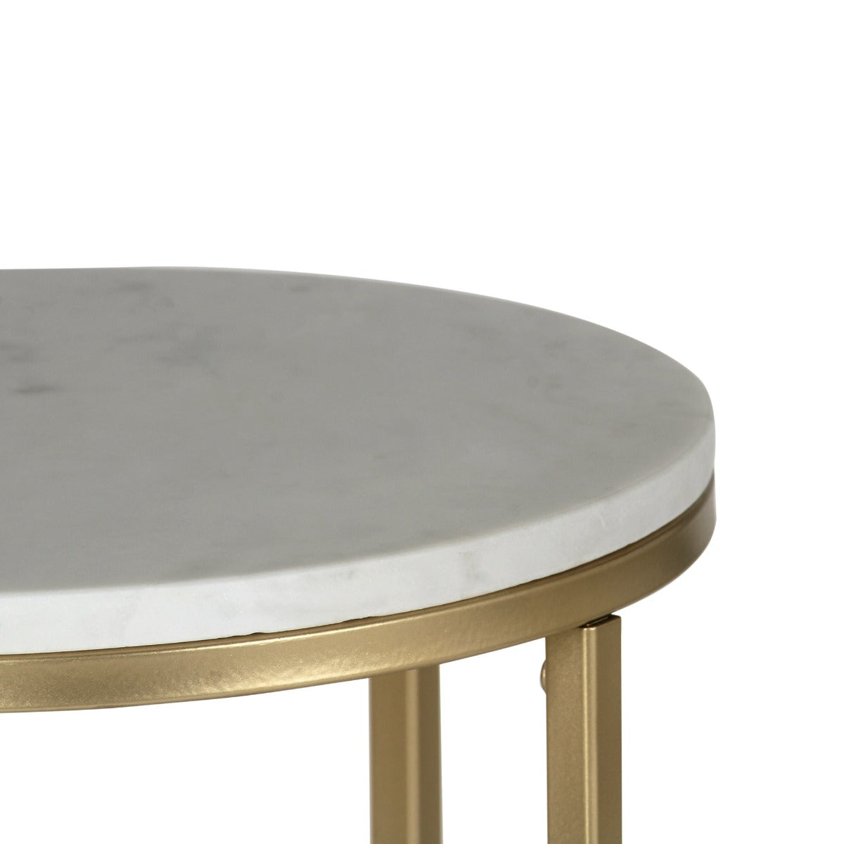 Willow Round Marble Side Table In Gold Finish