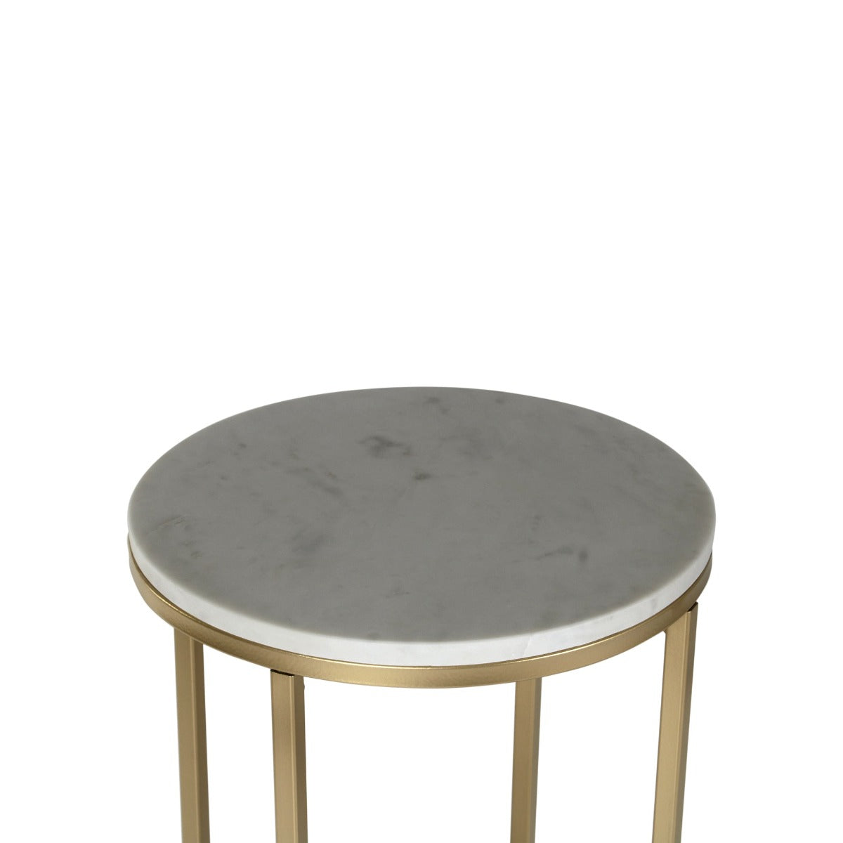 Willow Round Marble Side Table In Gold Finish